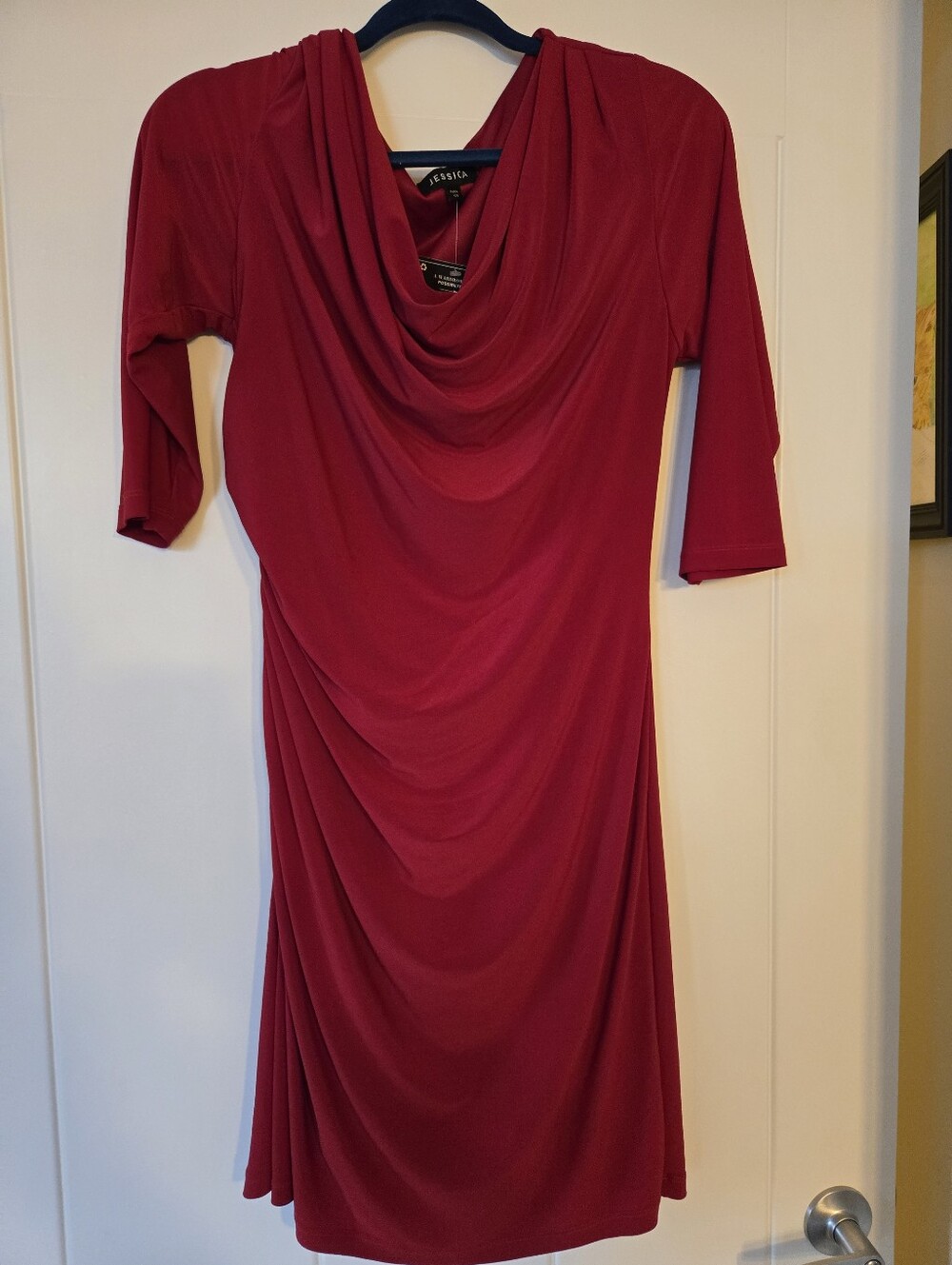 Jessica Red Draped Cowl-Neck Midi Dress Size 12p